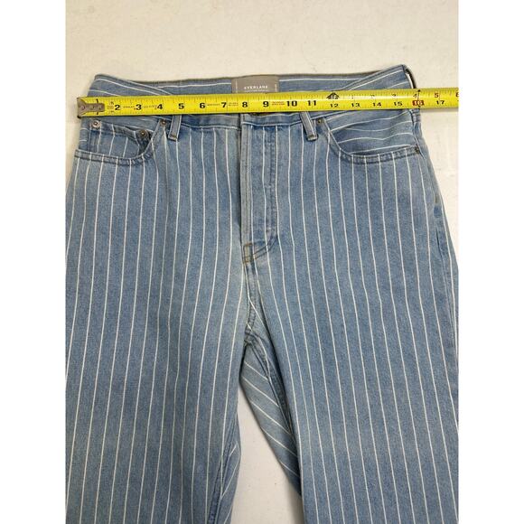 Everlane The 90’s Cheeky Button Fly Ankle Pinstripe Women 29 Crop Jean - Picture 2 of 6